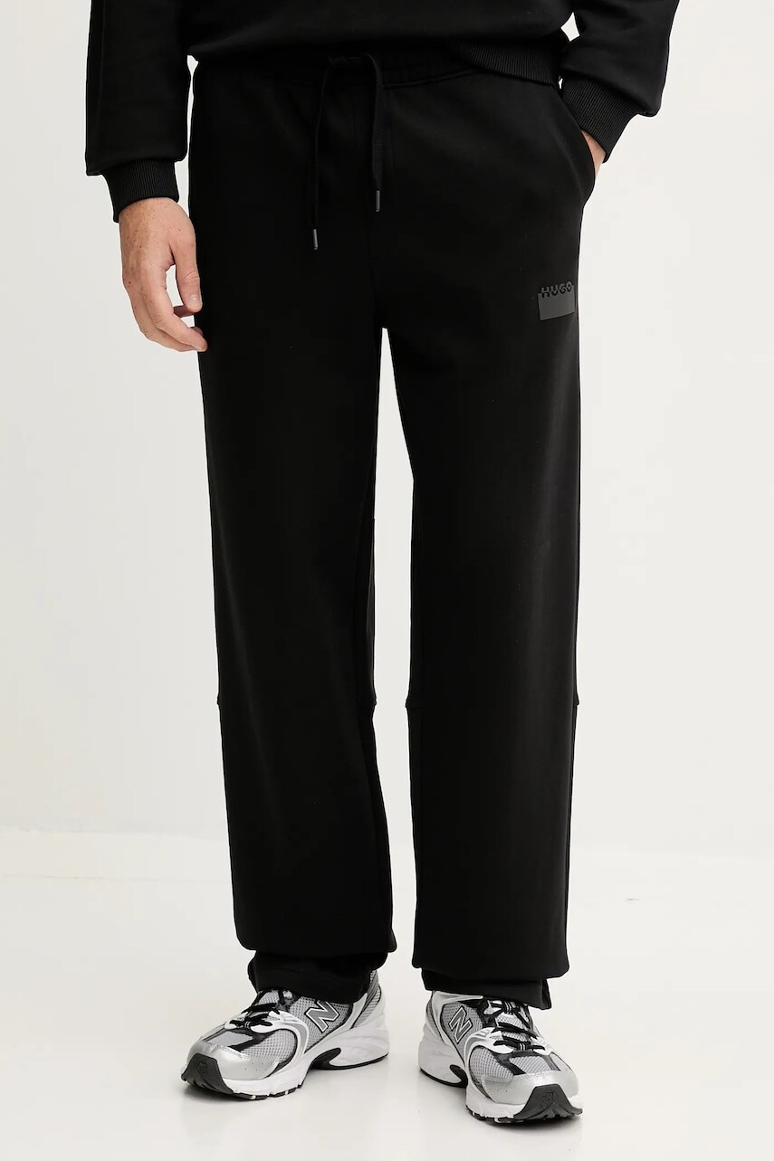 Bavlnené tepláky HUGO čierna farba, jednofarebné, 50546683