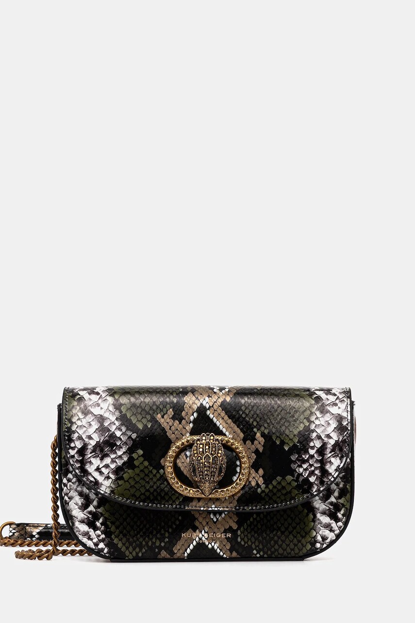 Kožená kabelka Kurt Geiger London CHELSEA zelená farba, 3591579719