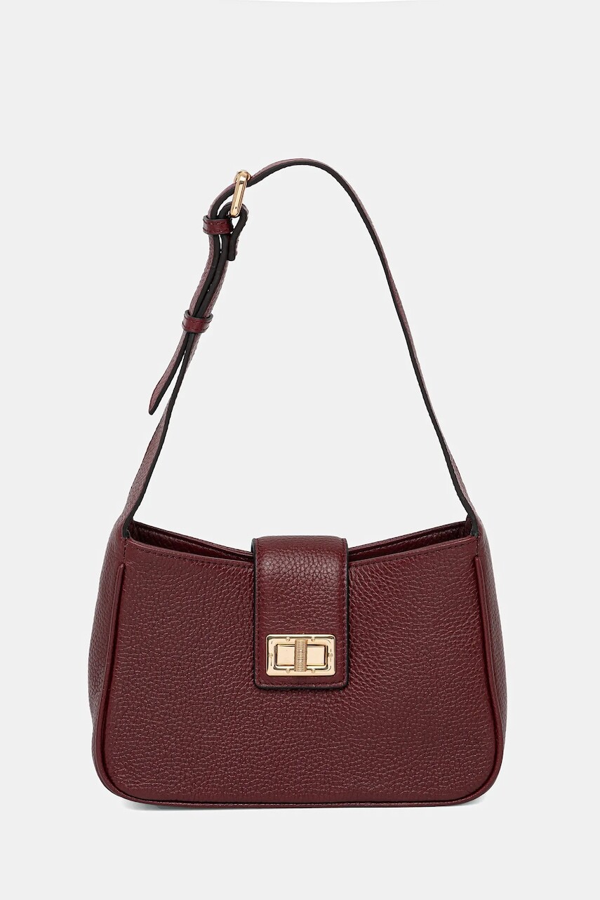 Kožená kabelka Geox SOLANGY bordová farba, D45KSA 00046