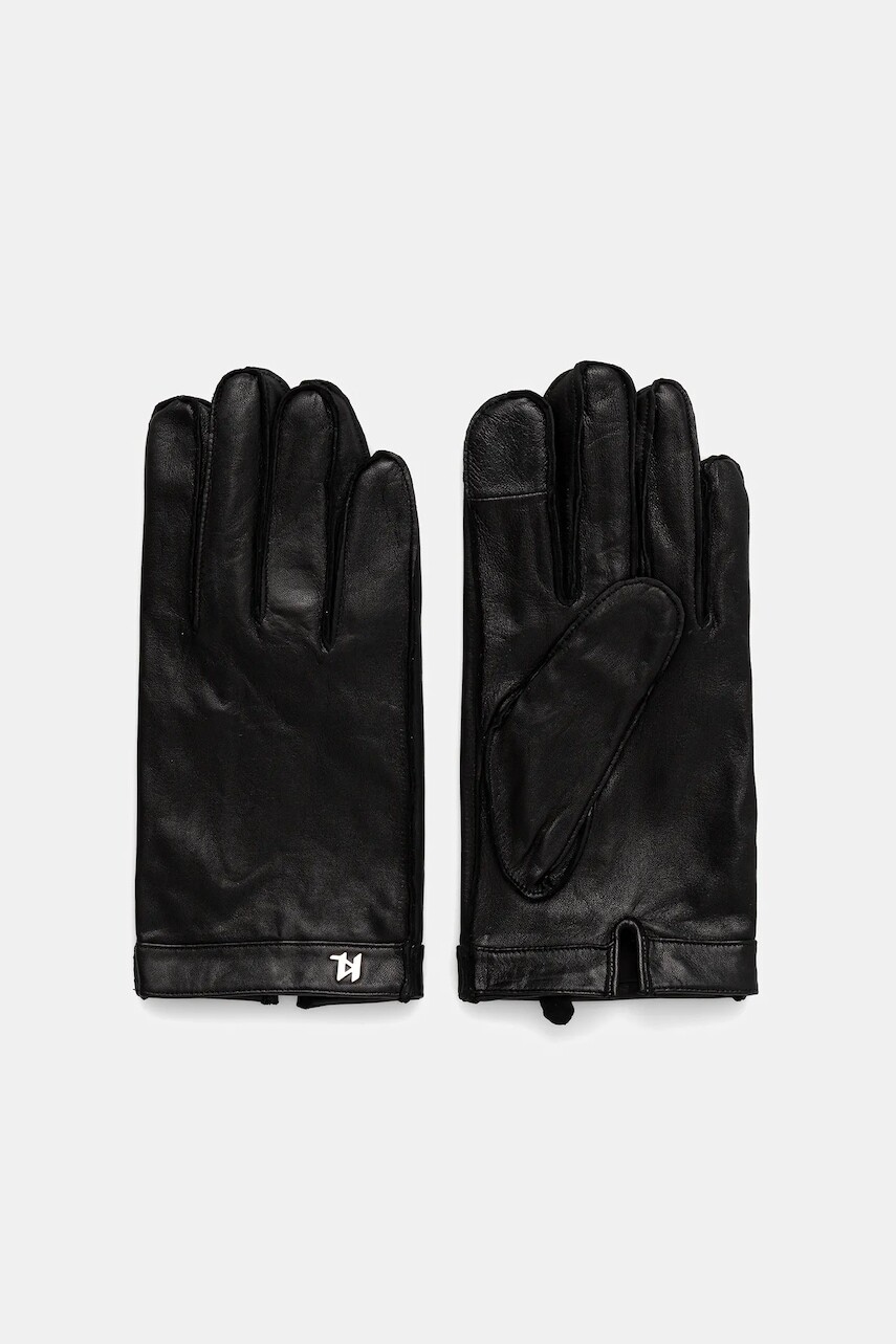 Kožené rukavice Karl Lagerfeld čierna farba, A4M33065