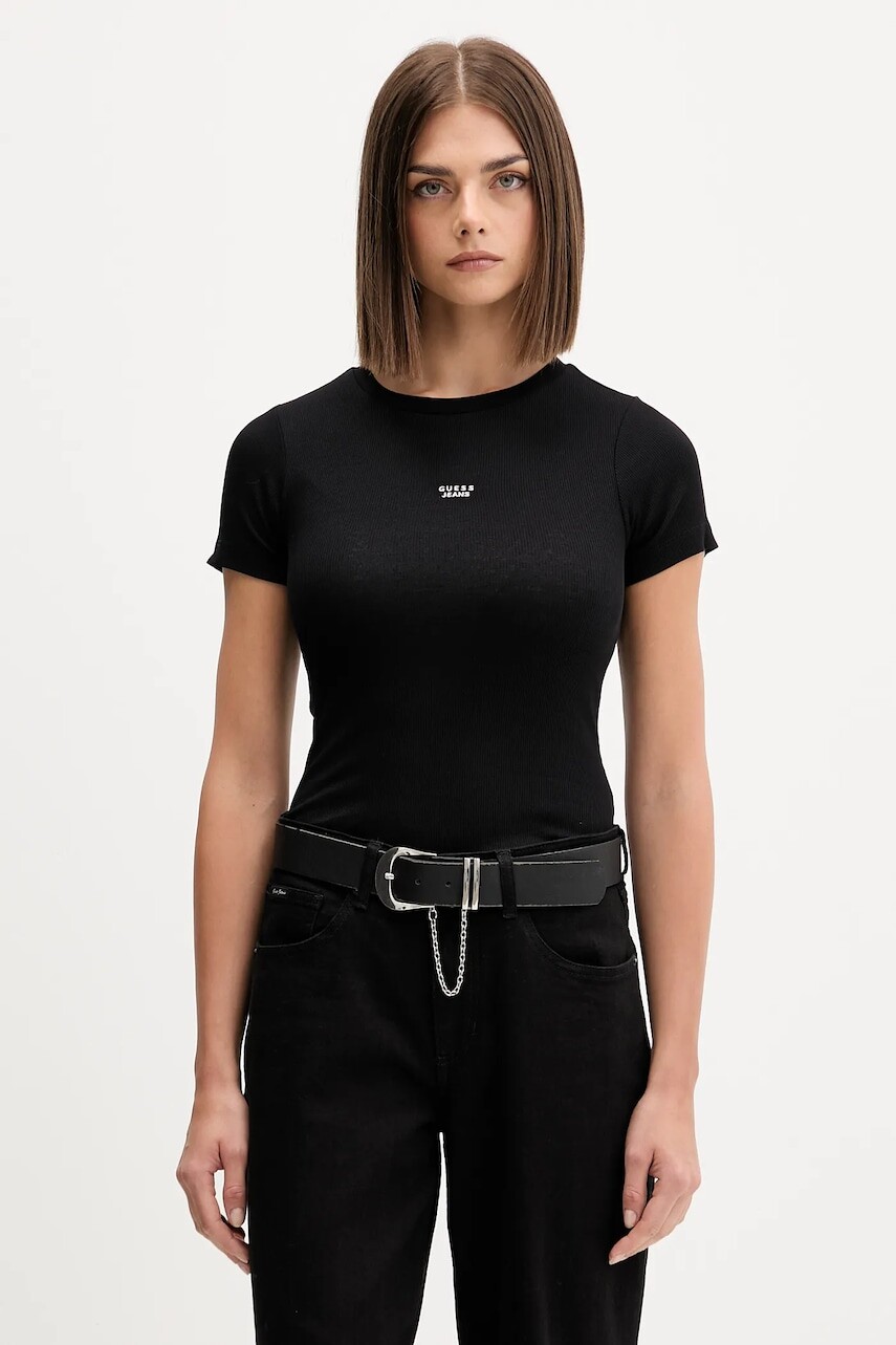 Tričko Guess Jeans dámske, čierna farba, W5BP45 KA0H1