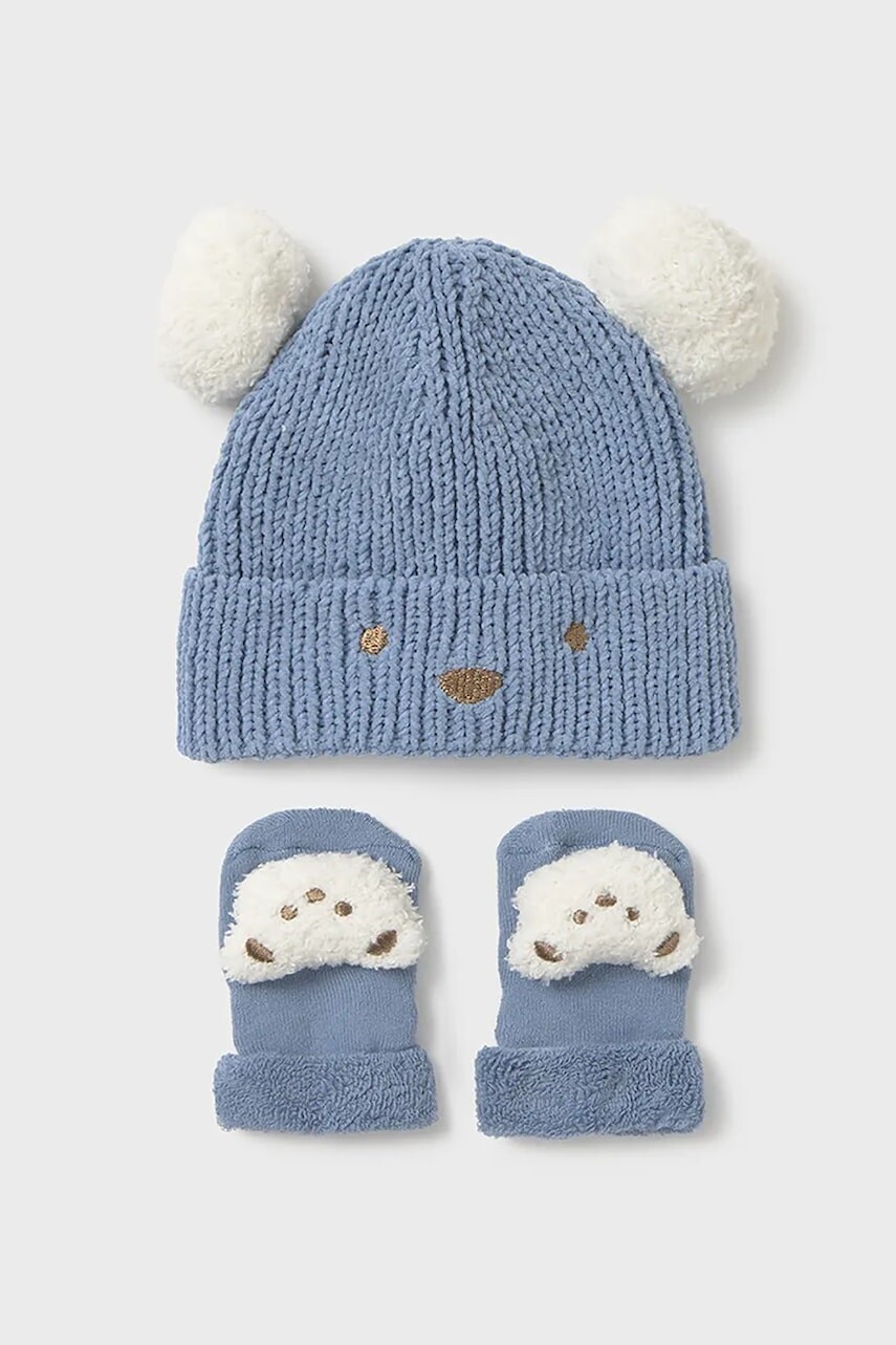 Detská čiapka a ponožky Mayoral Newborn modrá farba, 9933