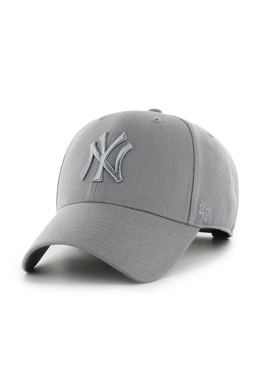 Čiapka s prímesou vlny 47 brand MLB New York Yankees šedá farba, B-MVPSP17WBP-DYC