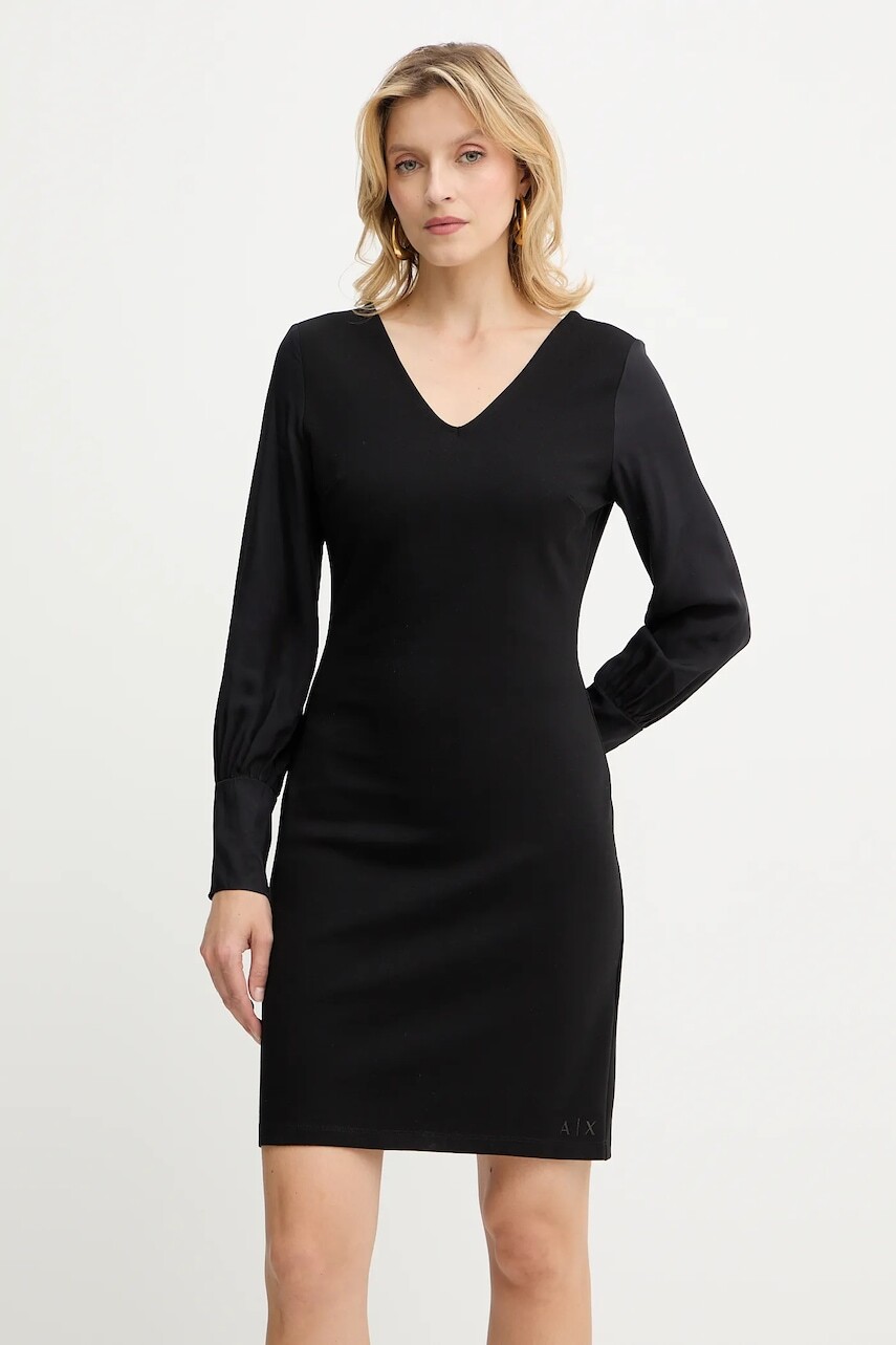 Šaty Armani Exchange čierna farba, mini, rovný strih, XW000756 AF16136
