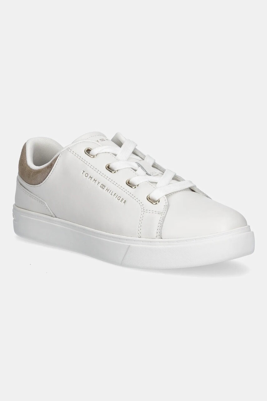 Kožené tenisky Tommy Hilfiger CASUAL CUPSOLE SNEAKER biela farba, FW0FW08816