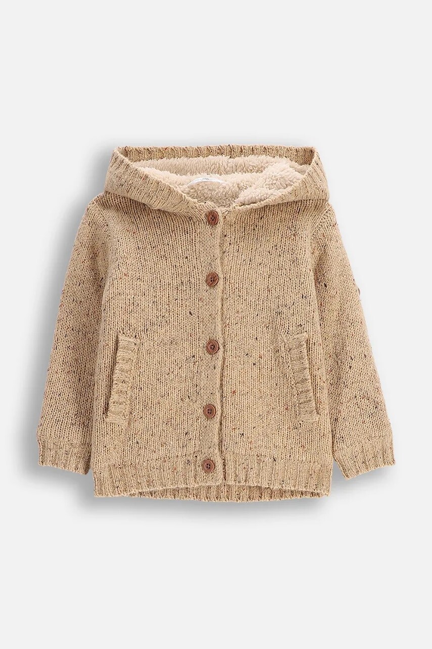 Kardigán pre bábätká Coccodrillo béžová farba, teplé, FOREST FRIENDS BOY NEWBORN