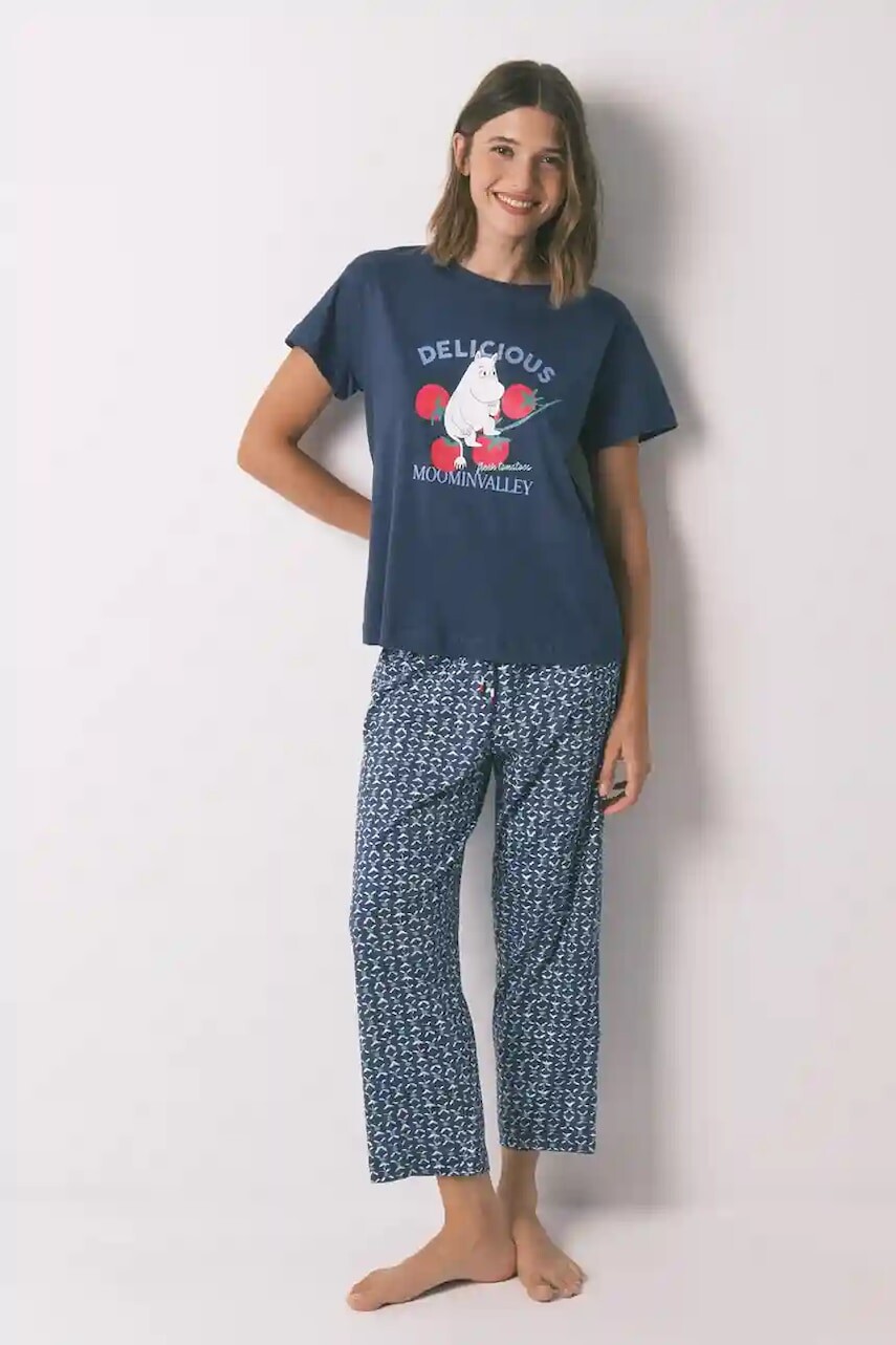 Bavlnené pyžamo women'secret tmavomodrá farba, bavlnené, 3132101