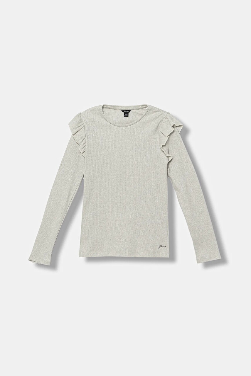 Detské tričko s dlhým rukávom Guess šedá farba, J5BI34 K0670