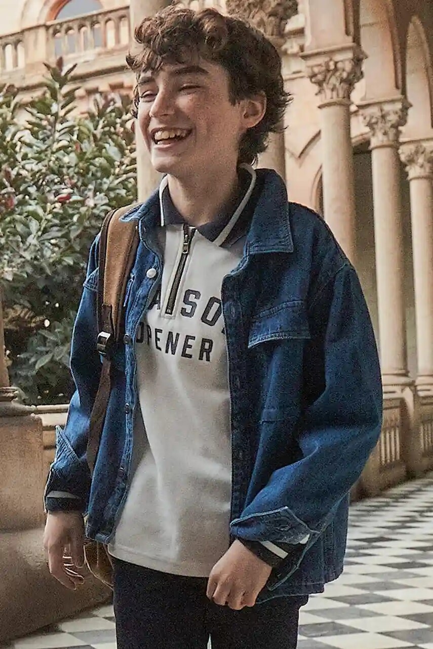 Detská riflová košeľa Mayoral modrá farba, 7105