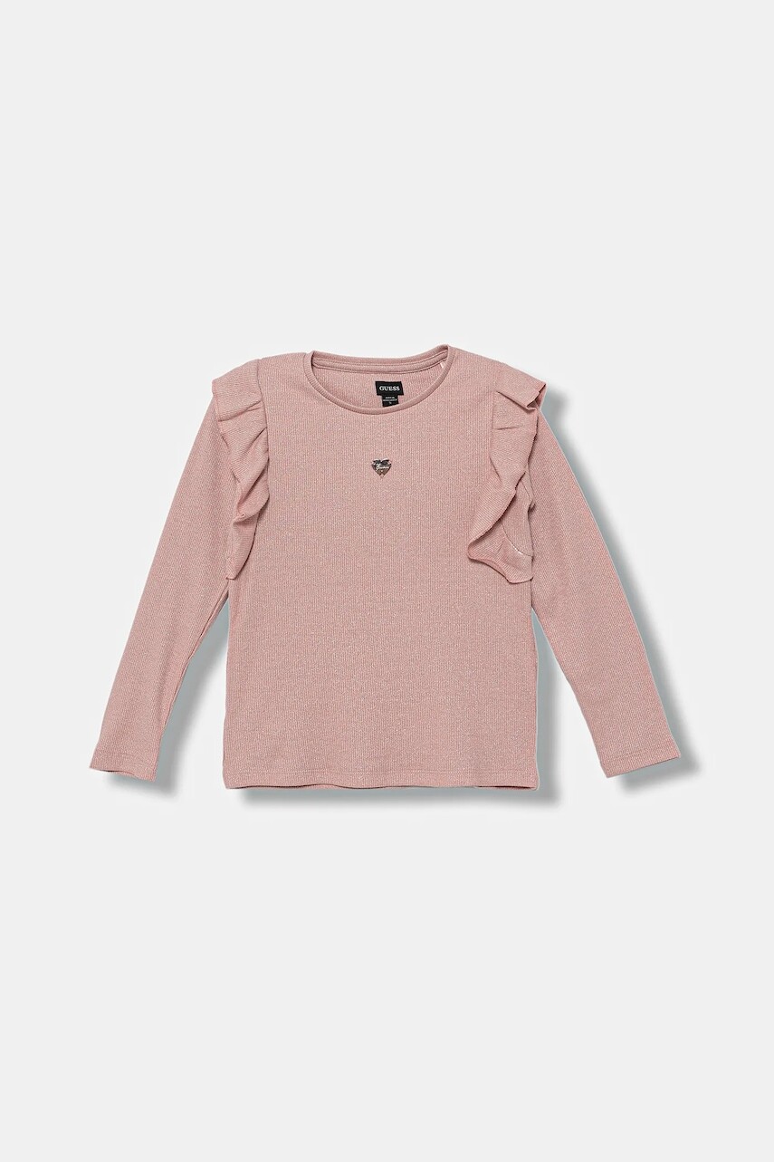 Detské tričko s dlhým rukávom Guess ružová farba, K5BI15 K0670