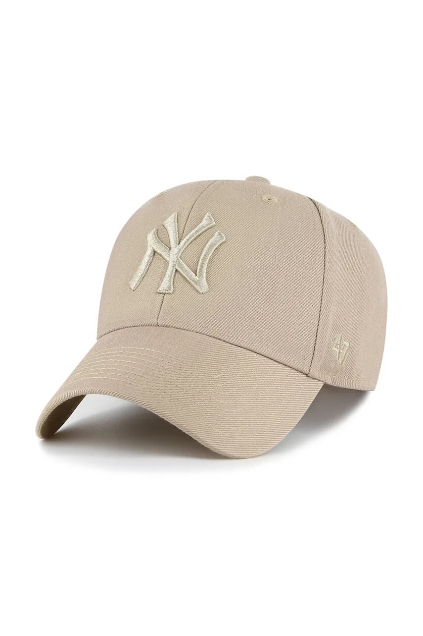 Čiapka s prímesou vlny 47 brand MLB New York Yankees zelená farba, B-MVPSP17WBP-KHQ