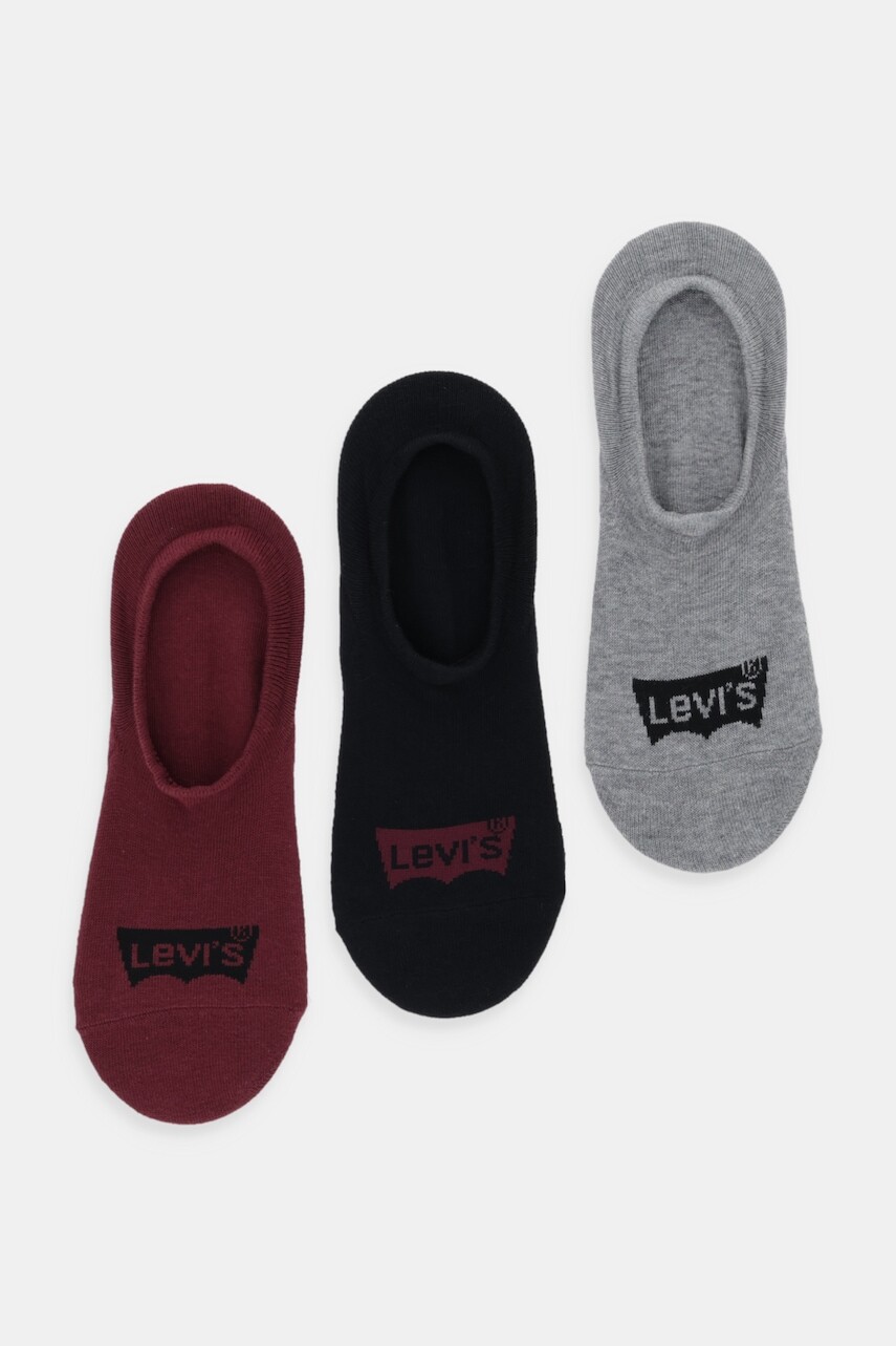 Ponožky Levi's 3-pak bordová farba, 37157-1260