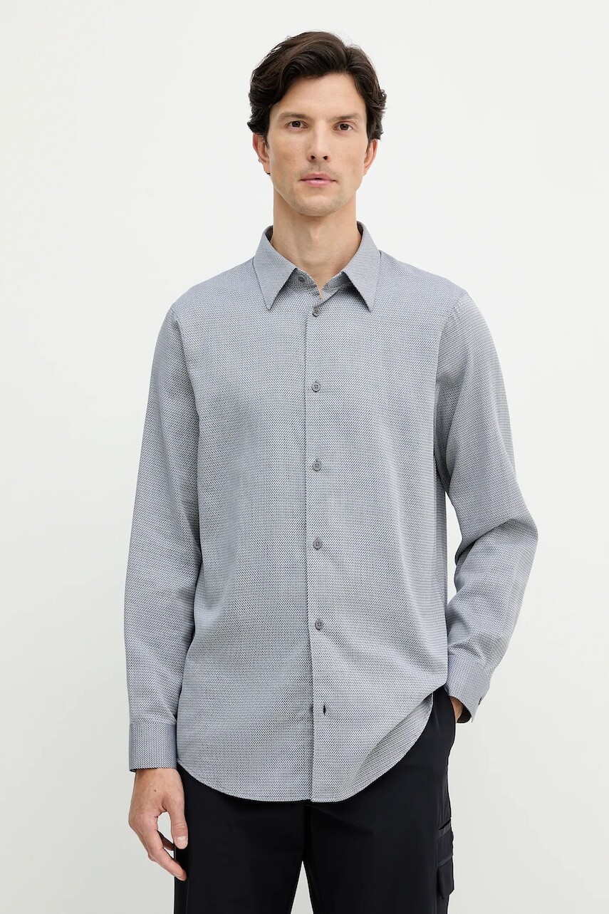 Bavlnená košeľa Armani Exchange modrá farba, regular, s klasickým golierom, XM001869 AF18837