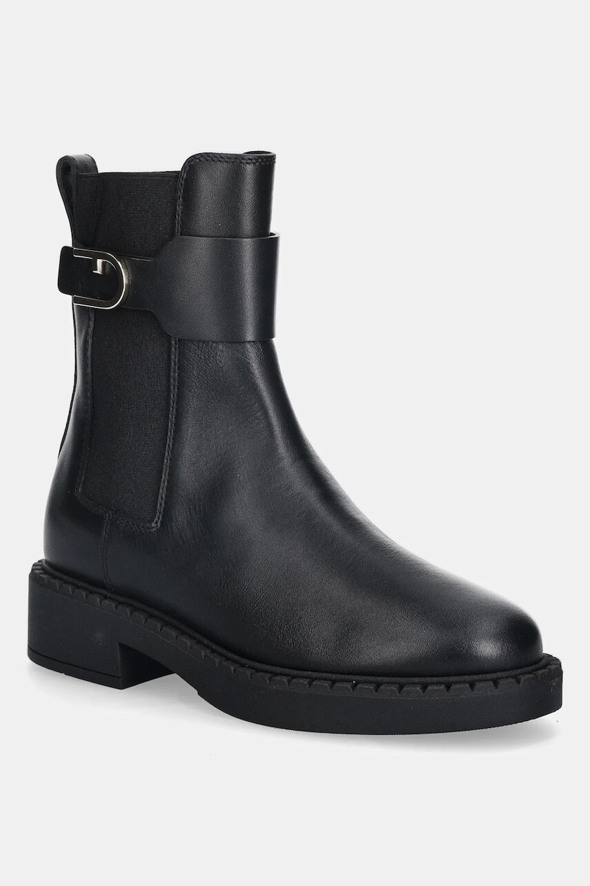 Kožené topánky chelsea Furla New Legacy čierna farba, na plochom podpätku, YK09FNL BX0283 O6000