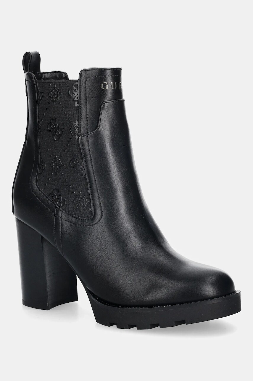 Topánky chelsea Guess NEALLE čierna farba, na podpätku, FLFNLL ELE10