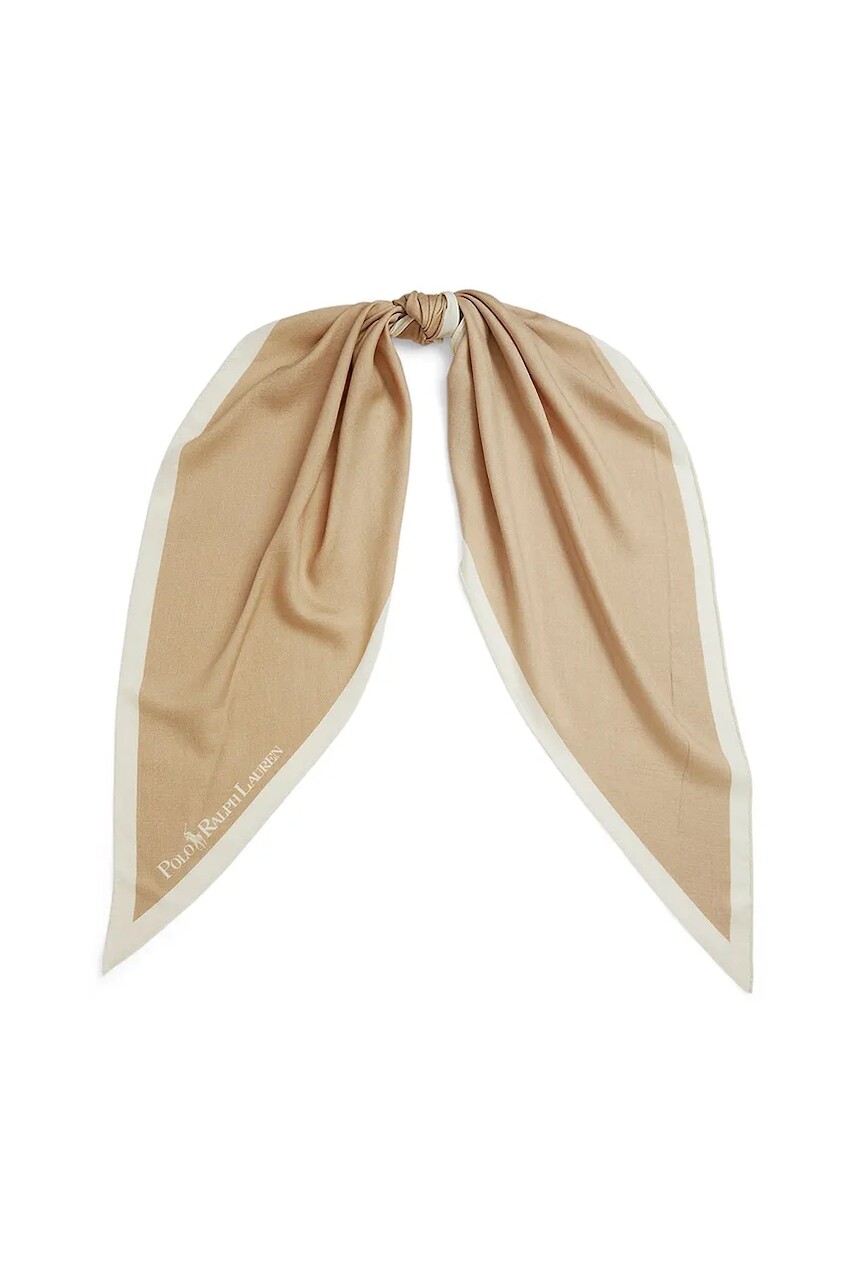 Šál s prímesou vlny Polo Ralph Lauren béžová farba, s potlačou, 455981443