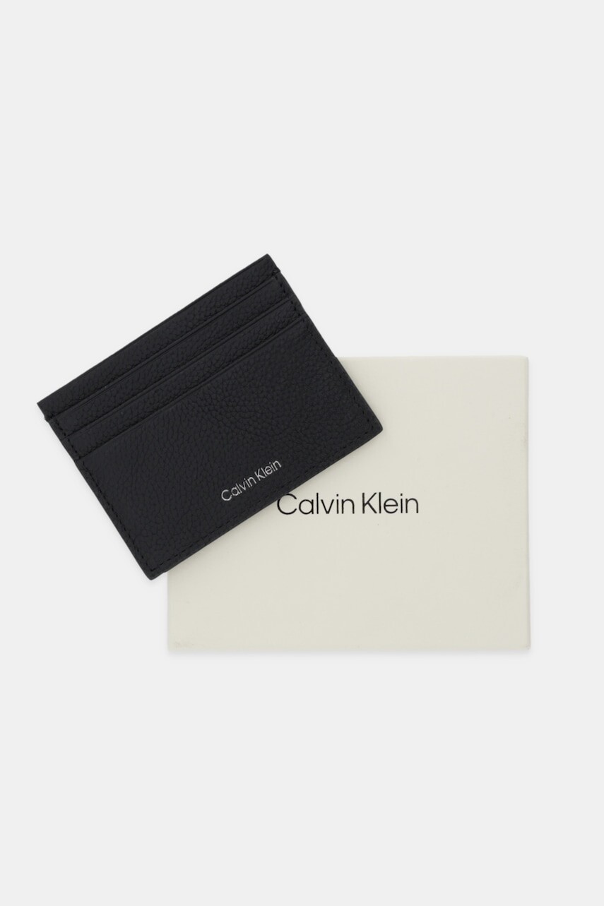 Kožené puzdro na karty Calvin Klein čierna farba, LV04D1060G