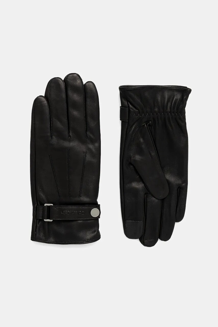 Kožené rukavice Calvin Klein čierna farba, LV04D8035G