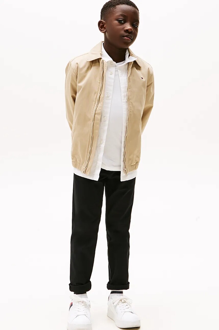 Detské bavlnené nohavice Tommy Hilfiger čierna farba, jednofarebné, KB0KB09638