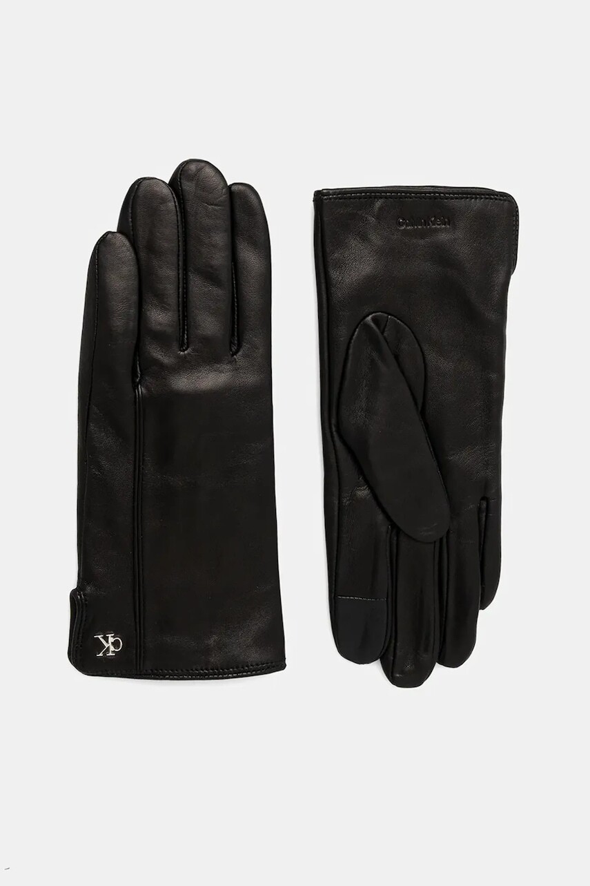 Kožené rukavice Calvin Klein čierna farba, LV04F9011G