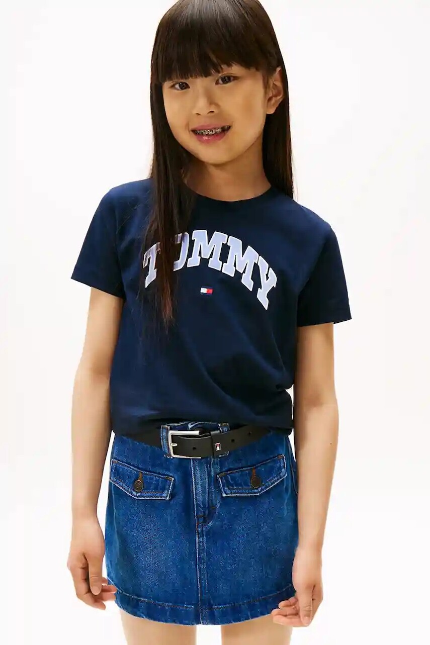 Detské bavlnené tričko Tommy Hilfiger tmavomodrá farba, KG0KG08806