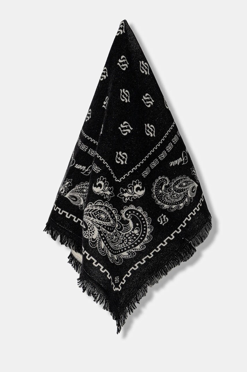 Kašmírový šál FROM FUTURE čierna farba, vzorovaný, AFO03309