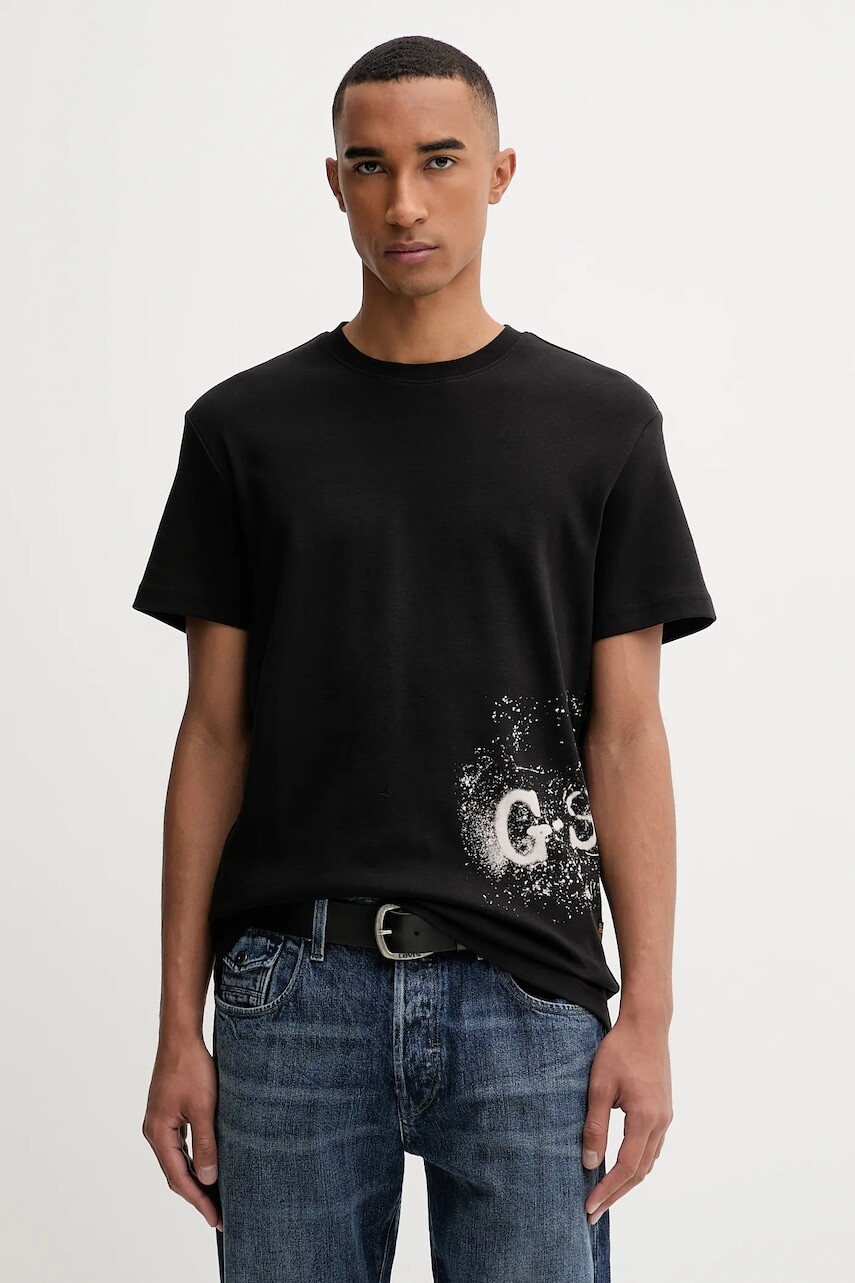 Bavlnené tričko G-Star pánske, čierna farba, vzorované, D26819.D976