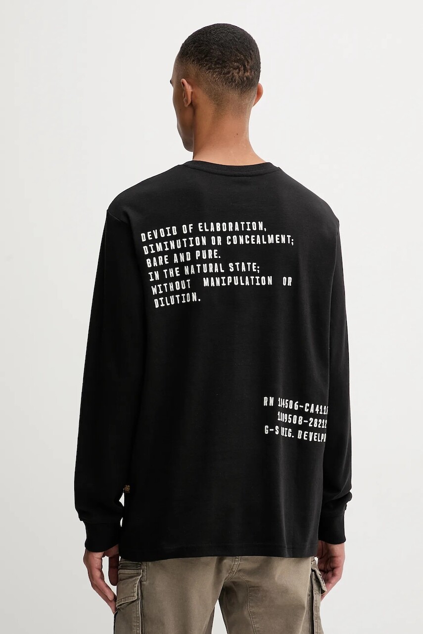 Bavlnené tričko s dlhým rukávom G-Star čierna farba, s potlačou, D26835.D976