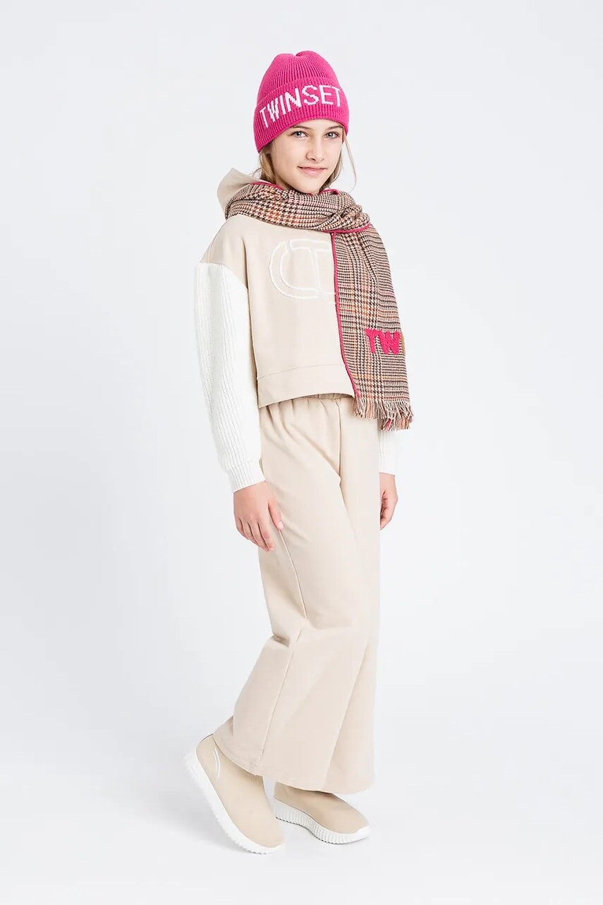 Detské tepláky Twinset béžová farba, jednofarebné, 252GJ2061
