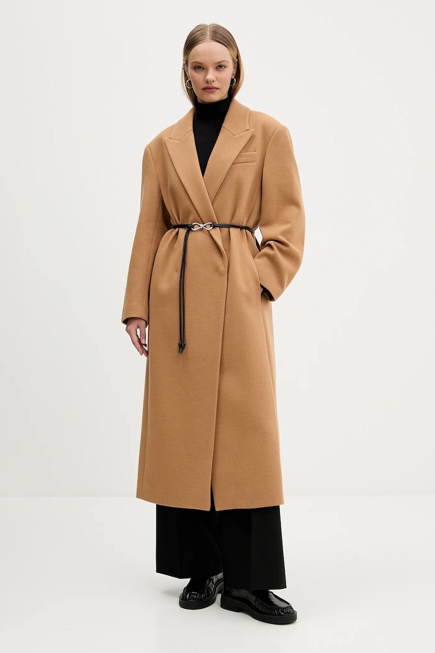 Kabát HUGO hnedá farba, 50547606