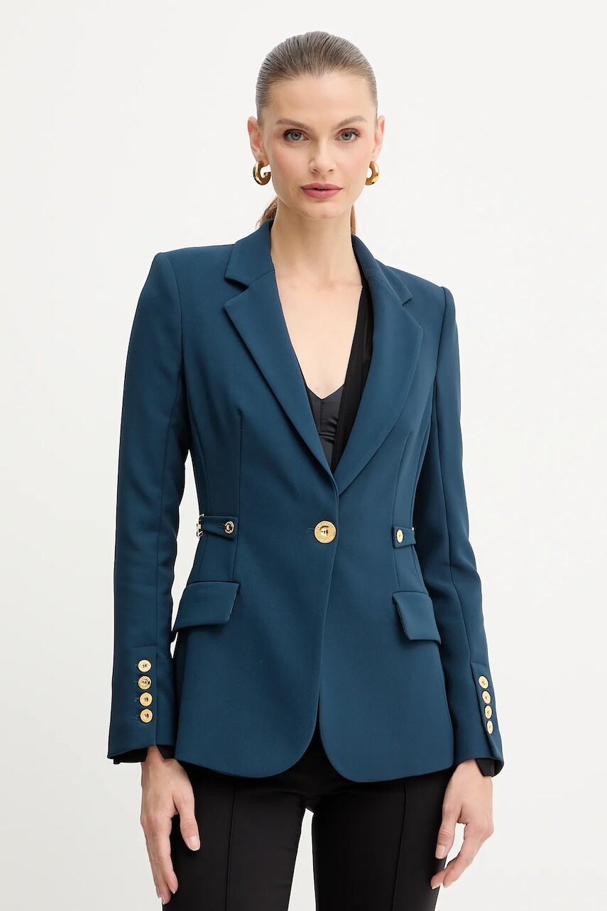 Sako Elisabetta Franchi tmavomodrá farba, jednoradové, jednofarebné, GI17556E2