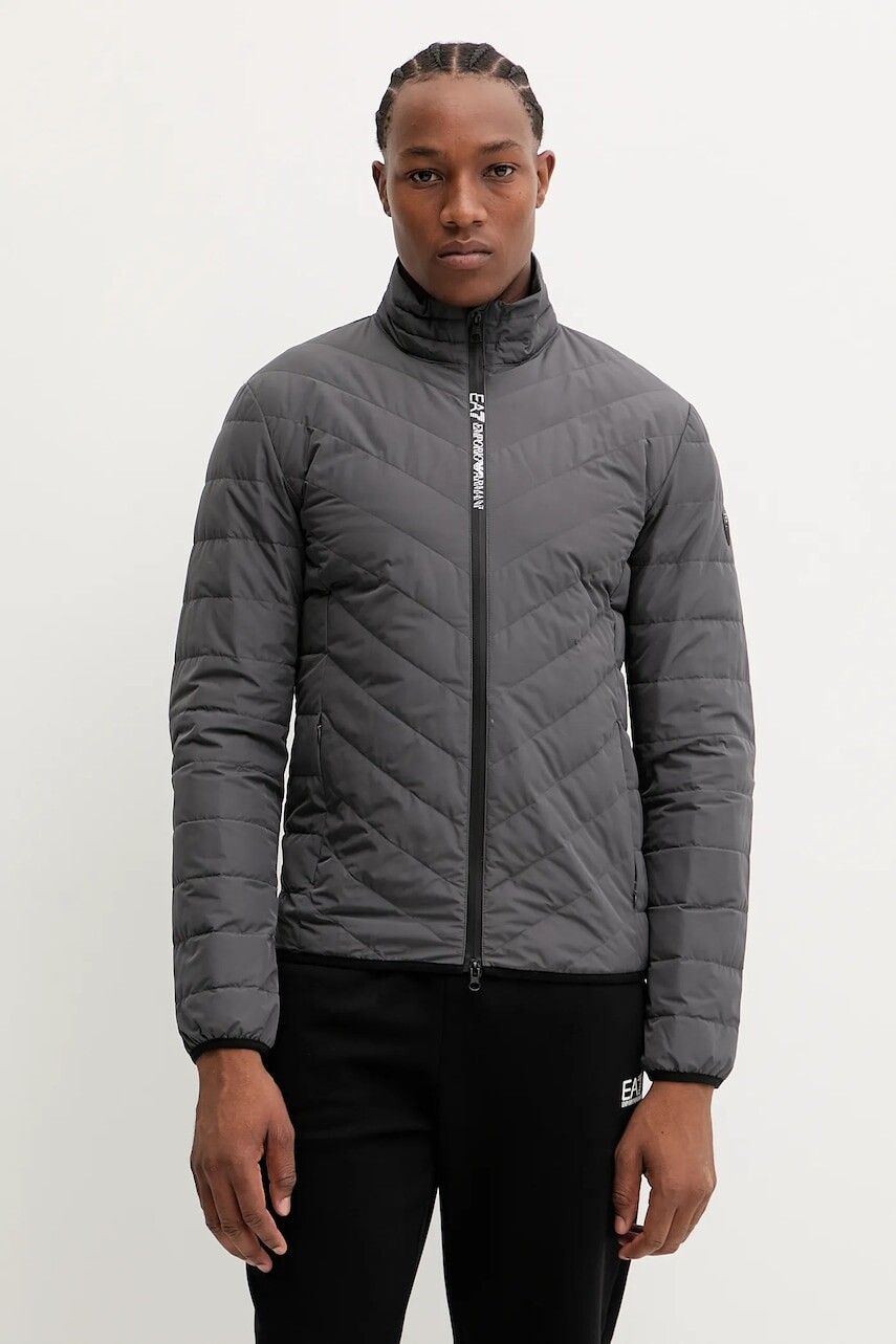 Páperová bunda EA7 Emporio Armani šedá farba, prechodná, PNE1Z.8NPB13