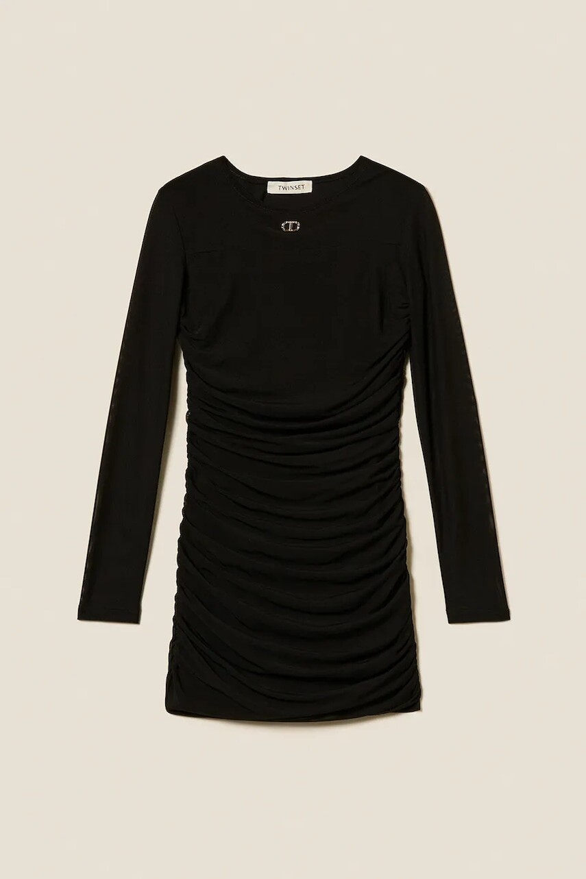 Dievčenské šaty Twinset čierna farba, mini, priliehavé, 252GJ2312