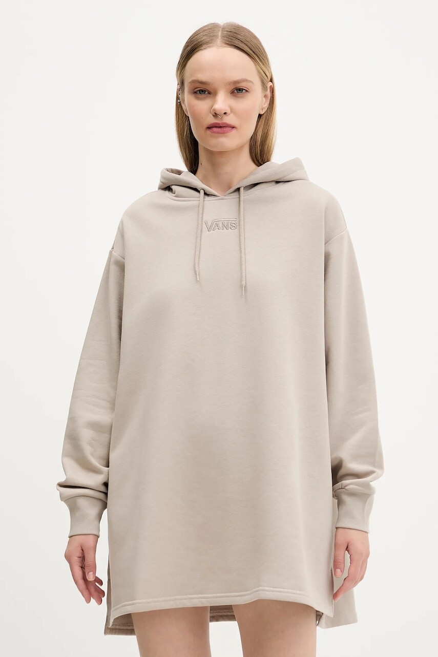 Mikina Vans béžová farba, s kapucňou, jednofarebná, VN000RD27D61