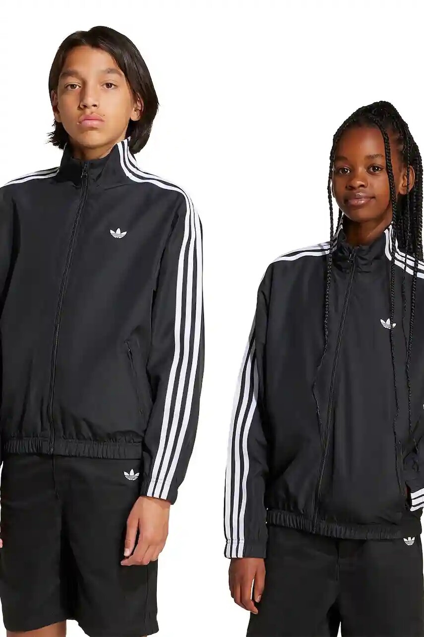 Detská mikina adidas Originals čierna farba, s nášivkou, KC5048