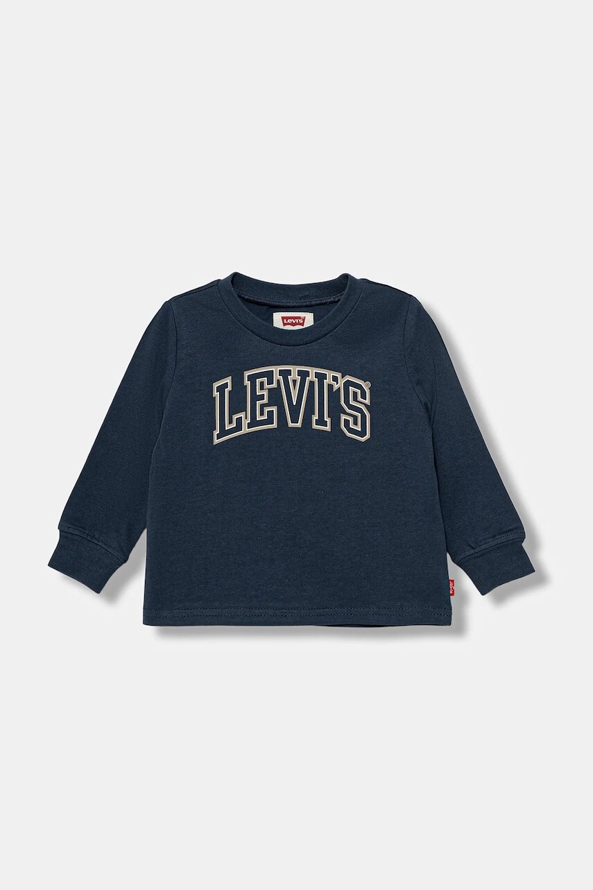 Detské bavlnené tričko s dlhým rukávom Levi's COLLEGIATE LS TEE tmavomodrá farba, s potlačou, 6EP410