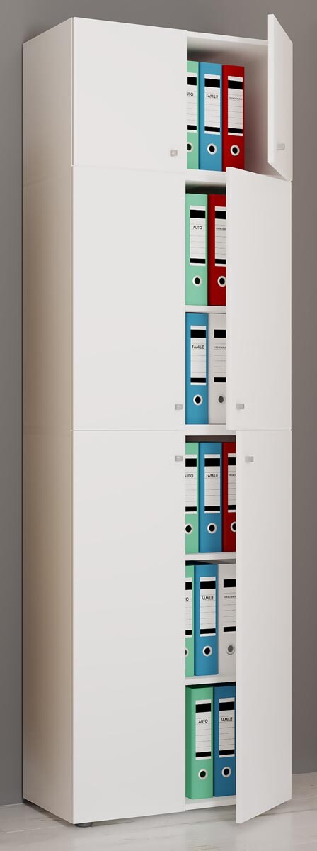 Kancelářská skříň Lona XXL s otočnými dveřmi S nástavcem, bílá