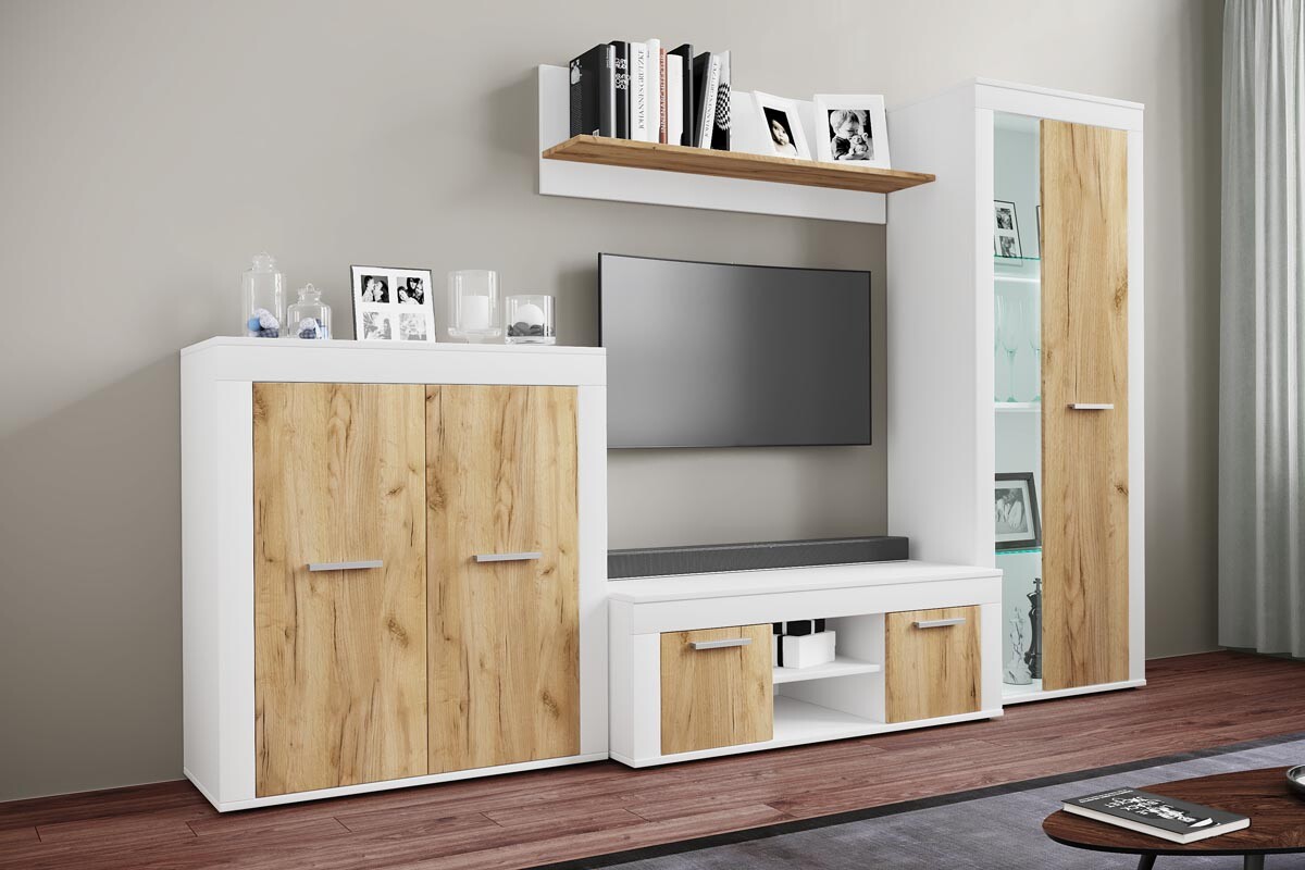 4dílná nástěnná skříňka Usilo L, dub medový