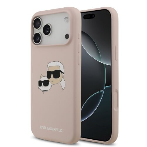 Karl Lagerfeld Liquid Silicone Double Heads MagSafe Zadní Kryt pro iPhone 17 Pro Max Pink