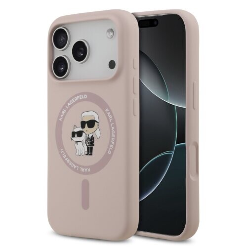 Karl Lagerfeld Liquid Silicone Karl and Choupette MagSafe Zadní Kryt pro iPhone 17 Pro Pink