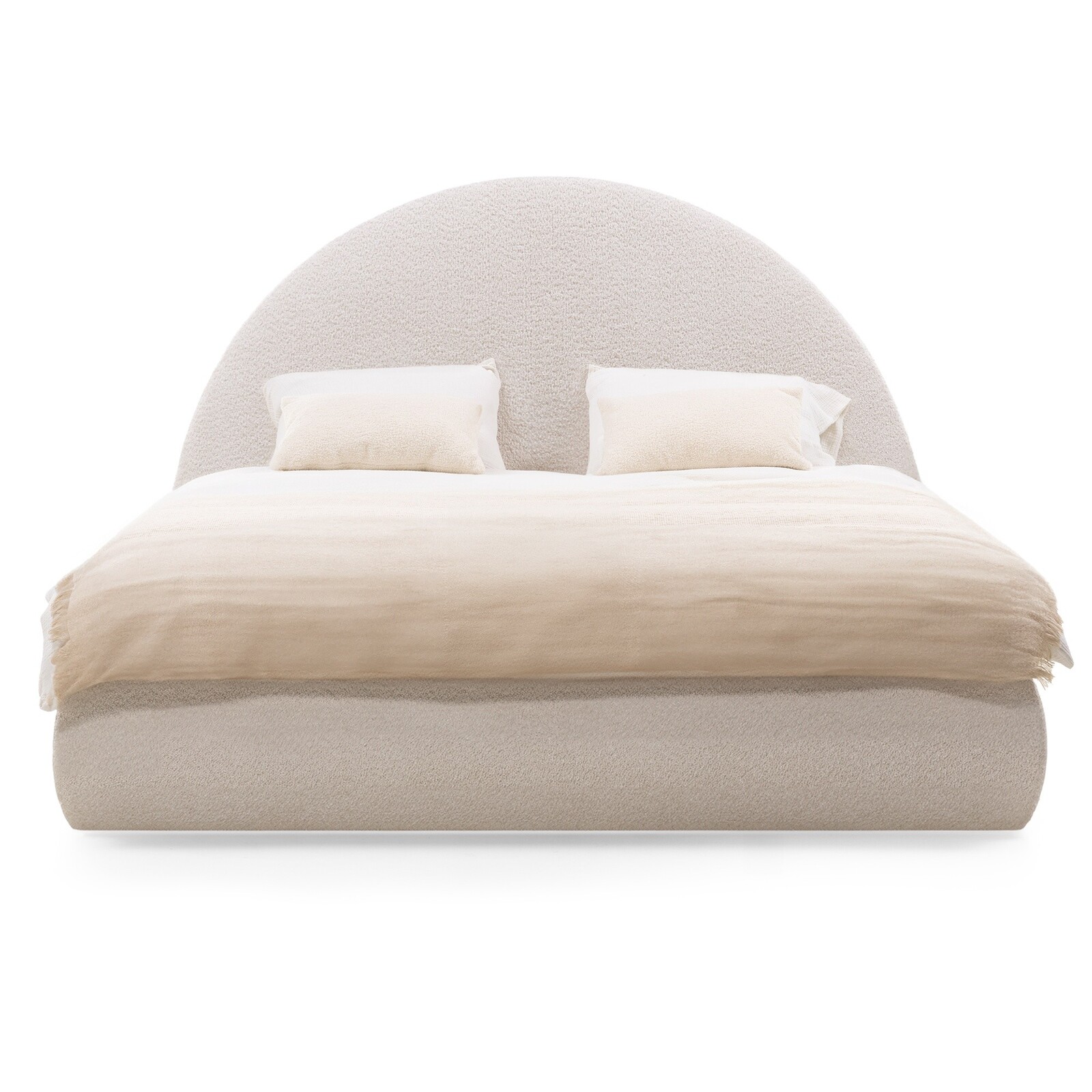 Dvoulůžková čalouněná postel Orbi 140x200 s úložným prostorem béžová