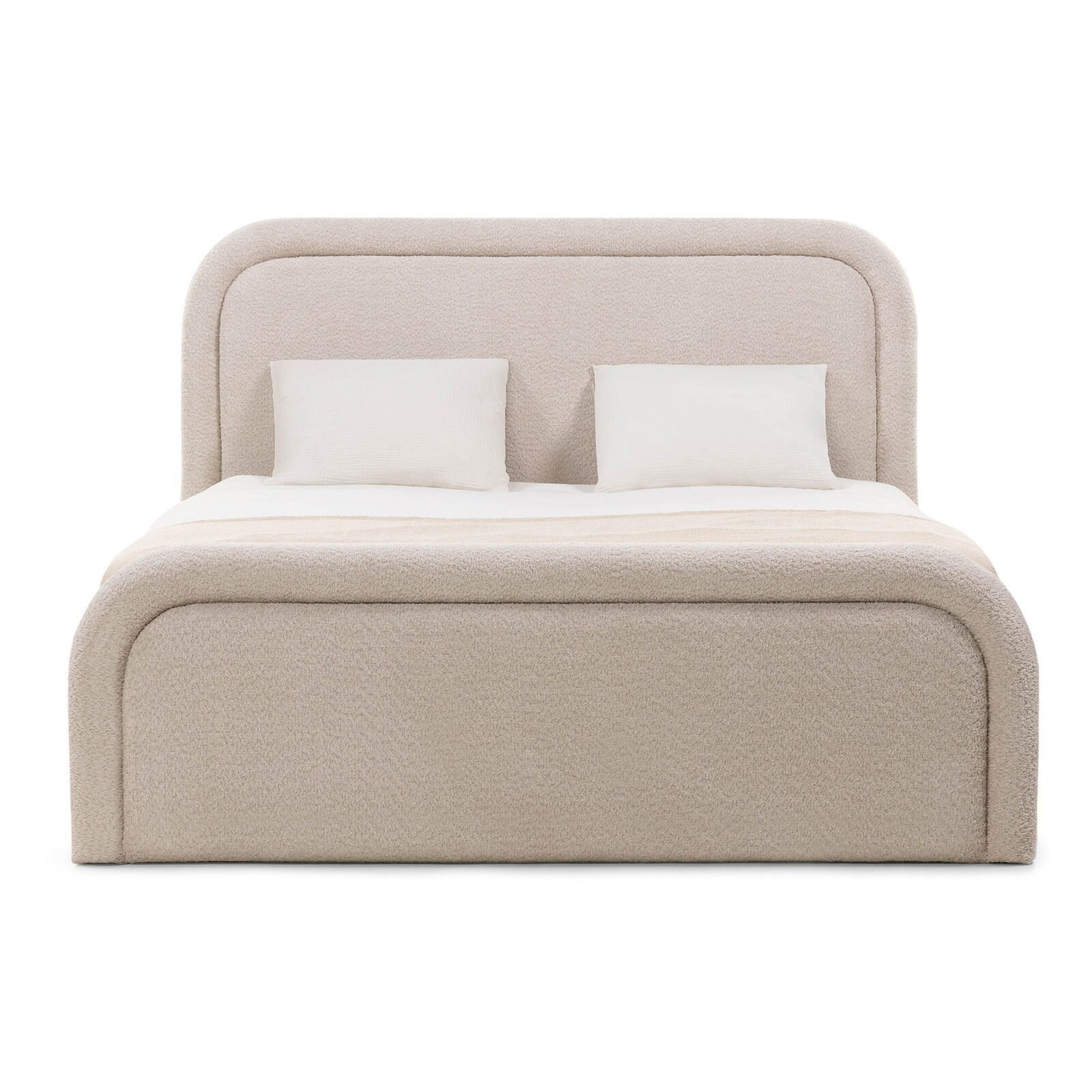 Dvoulůžková čalouněná postel Ovoid 140x200 s úložným prostorem béžová