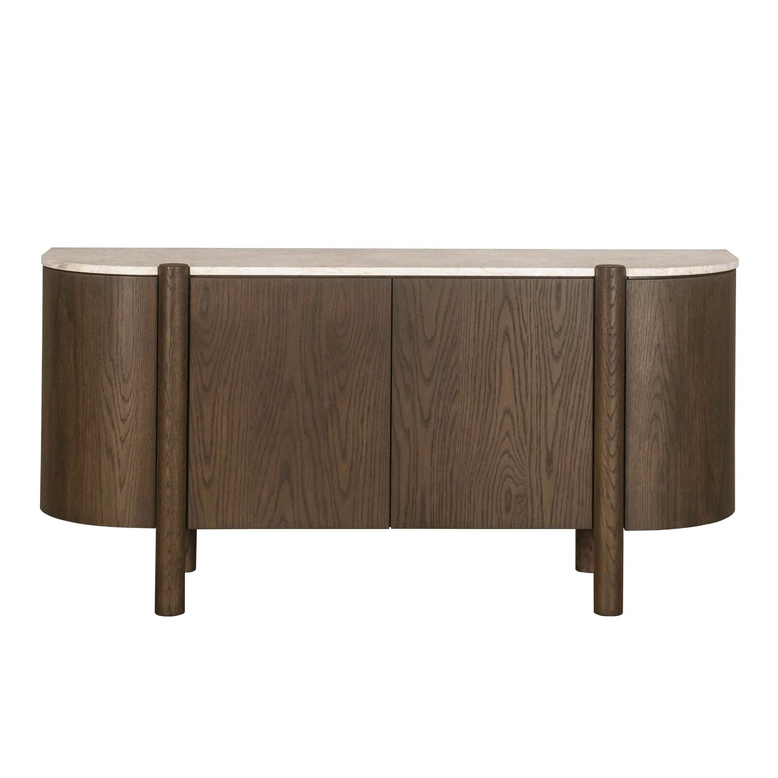 Komoda Bruna 173 cm z masivu dub mocha/mramor krémový