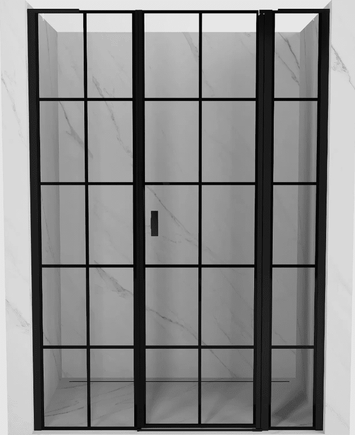 MEXEN/S - Mist L sprchové dvere krídlové pravé 145, čierna dekor, čierna 8A4L-145-001-70-77-P