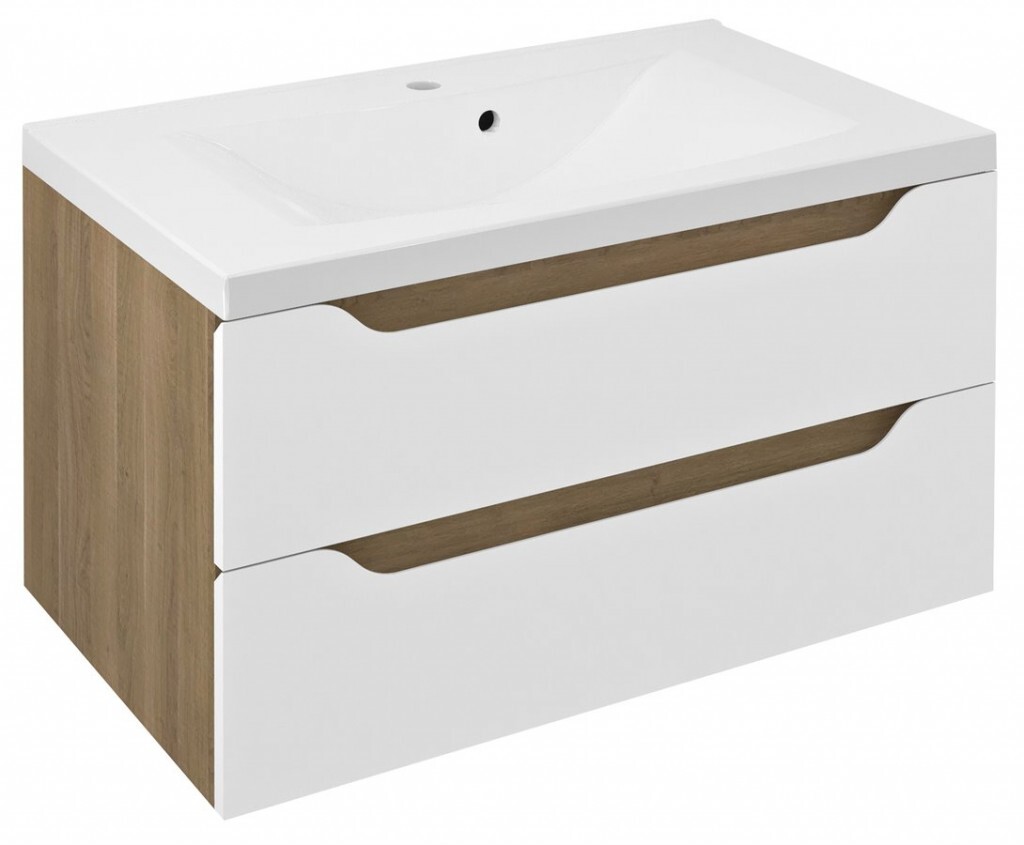 SAPHO - WAVE umývadlová skrinka 79,7x45x47,8cm, biela/dub cuneo WA080-3025