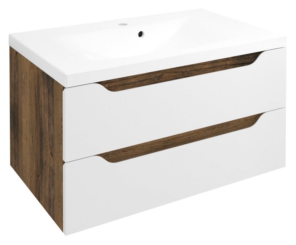 SAPHO - WAVE umývadlová skrinka 79,7x45x47,8cm, biela/dub collingwood WA080-3019