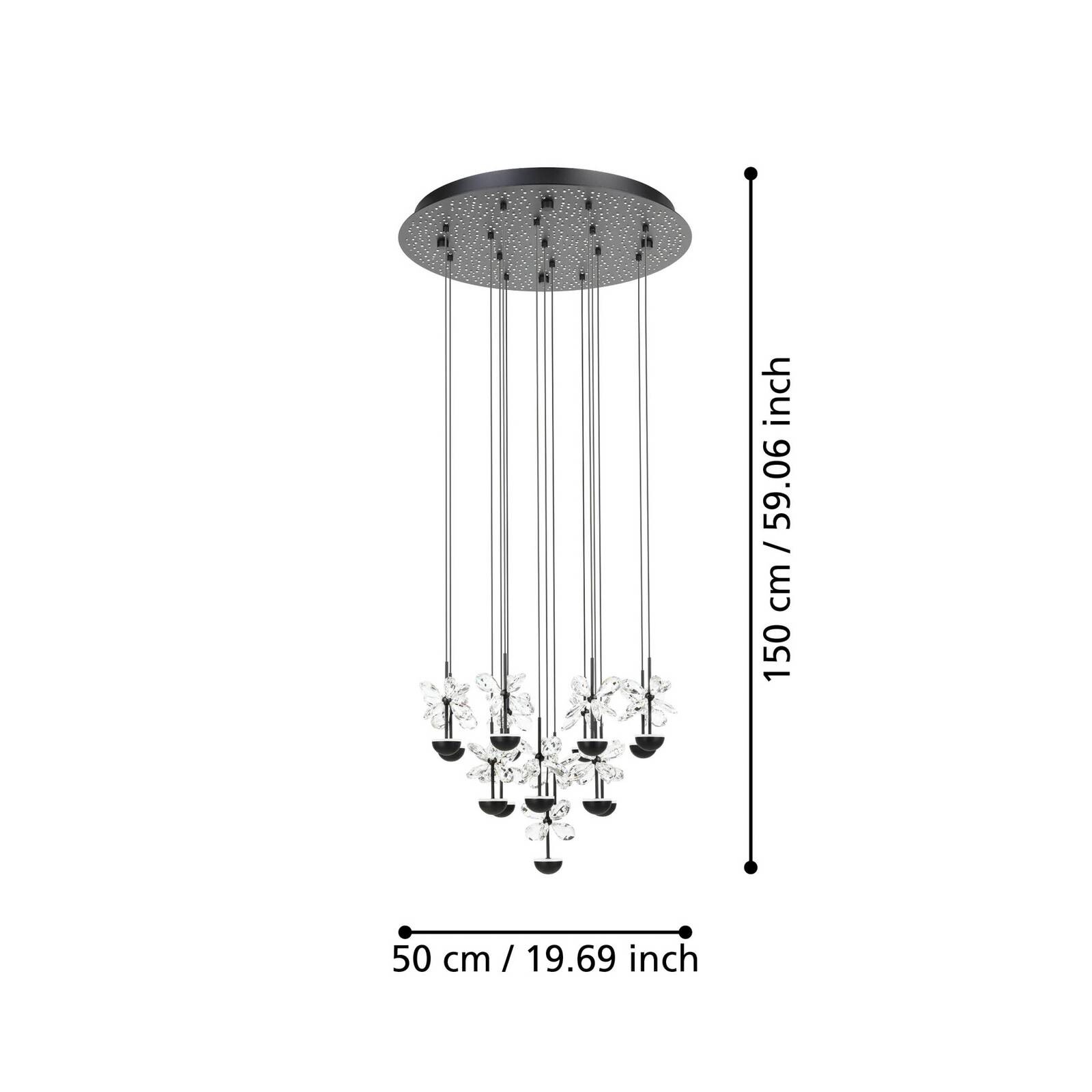 EGLO Stars Of Light LED závesné svietidlo Pianopoli čierne Ø 50 cm