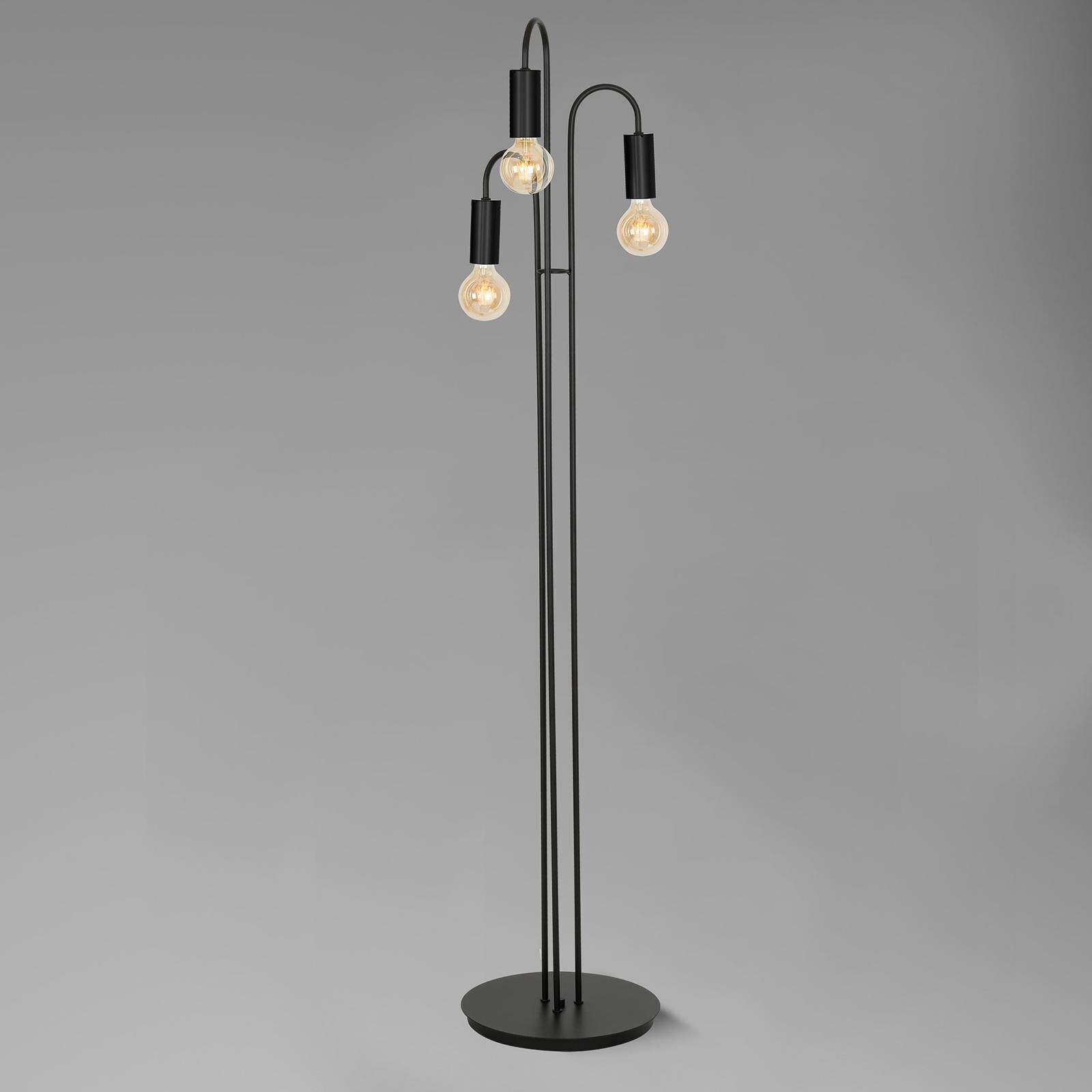 Stojacia lampa Aidan, 3-plameňová, čierna