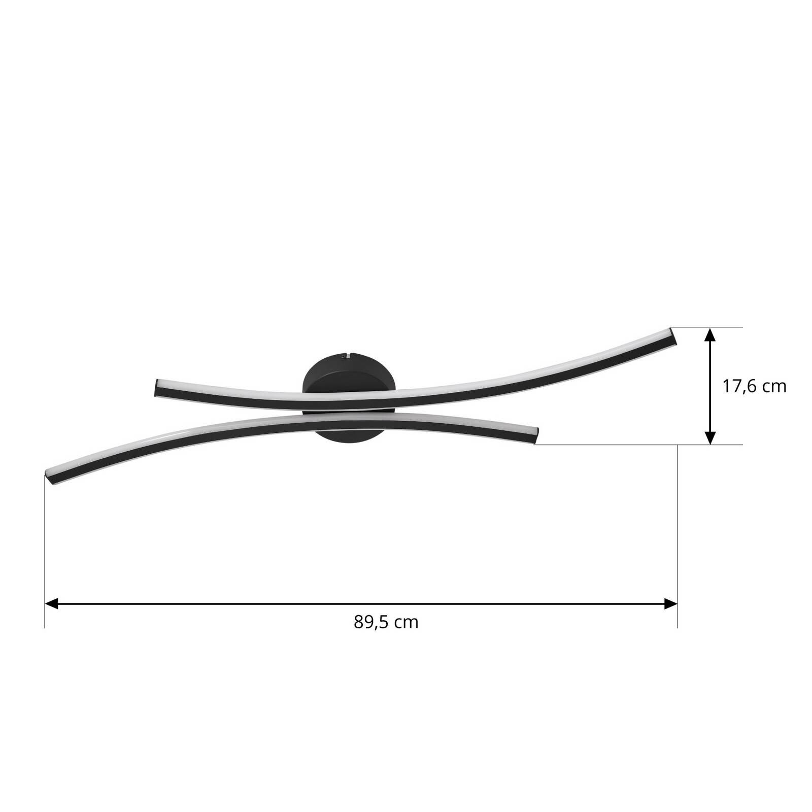 Lindby stropné LED svetlo Ravion, 90 cm, čierne, 3 000 K