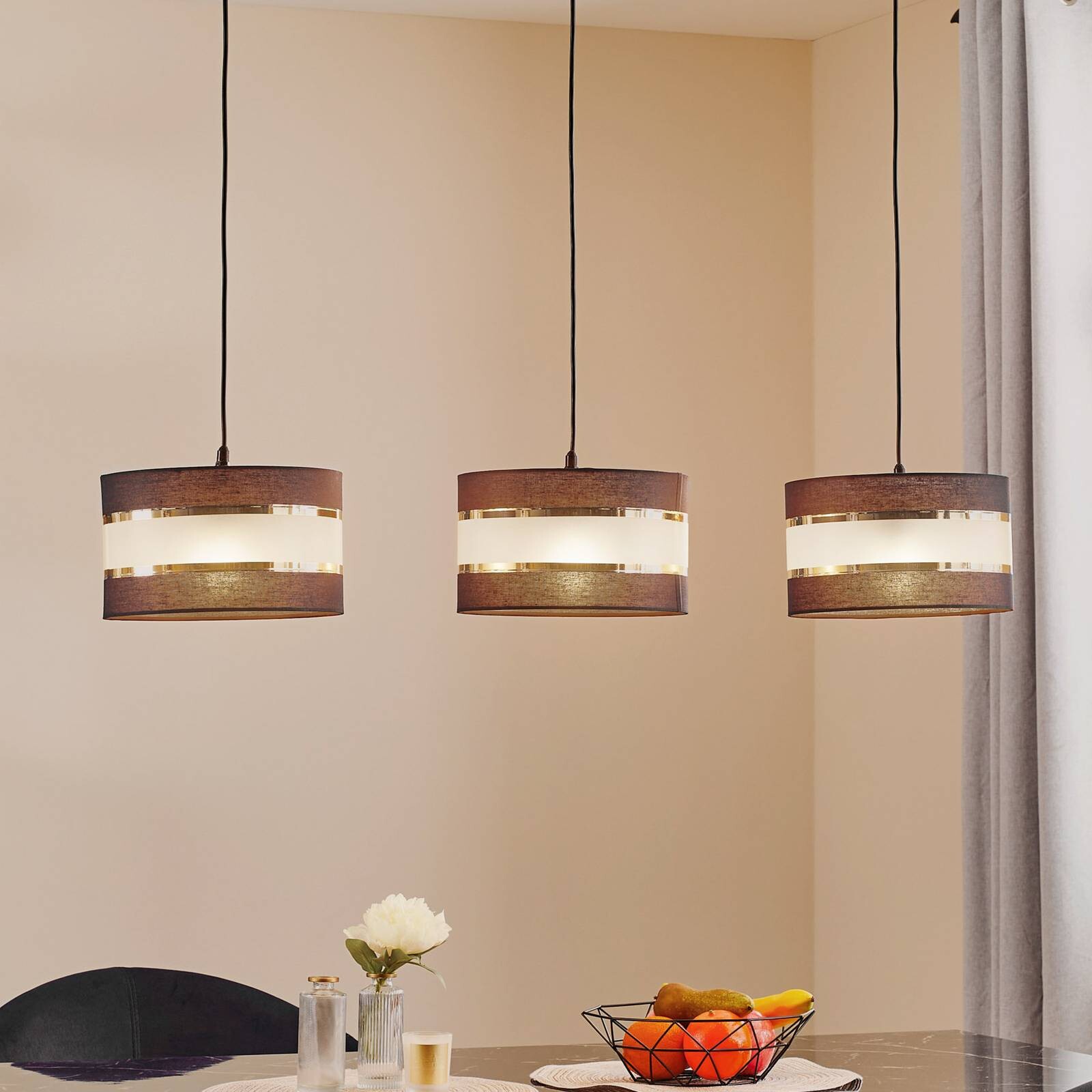 Závesné svietidlo Helen čierno-zlaté 3-plameňové